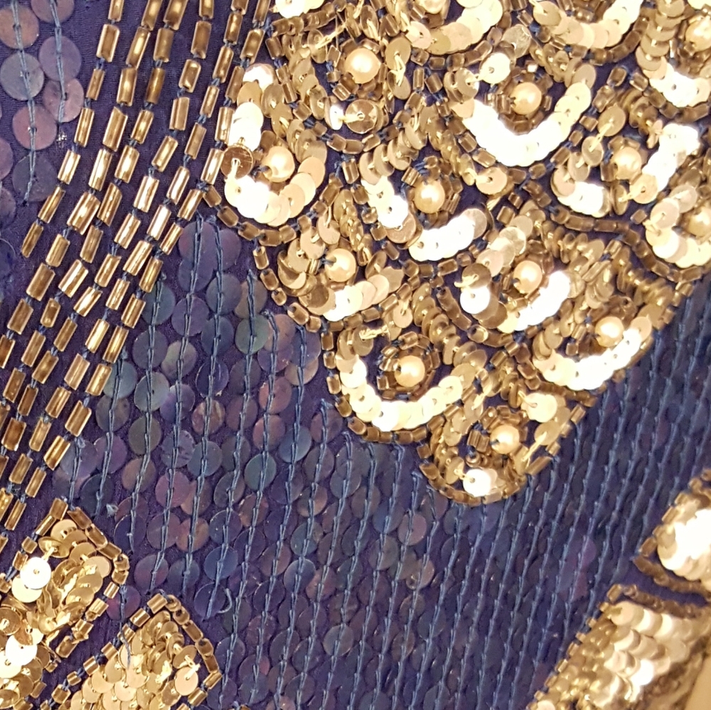 SAKS FIFTH AVENUE full Sequin Blue Dress - Picture 7 of 11